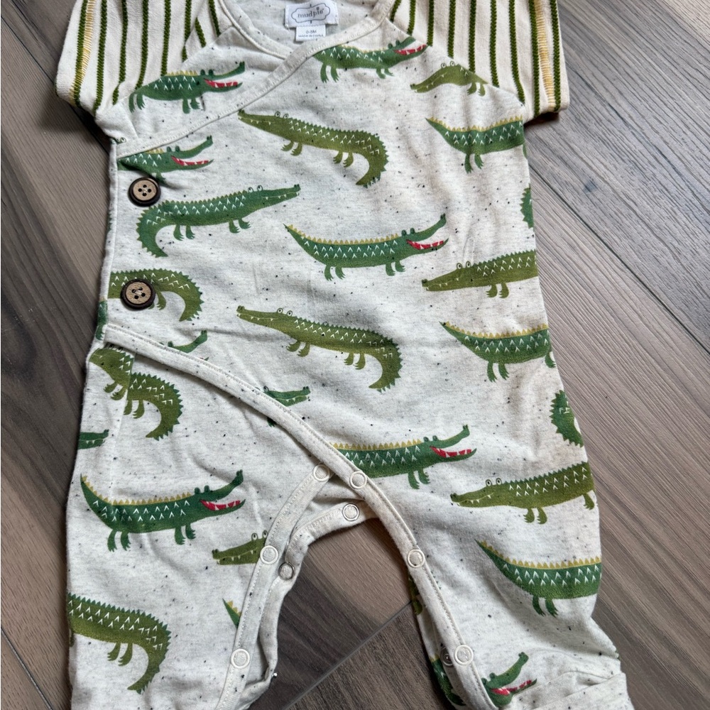 Green Alligator Print Kids One Piece